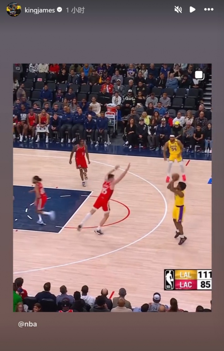 為你驕傲！布朗尼投進(jìn)NBA生涯首記三分球！詹姆斯賽后轉(zhuǎn)發(fā)